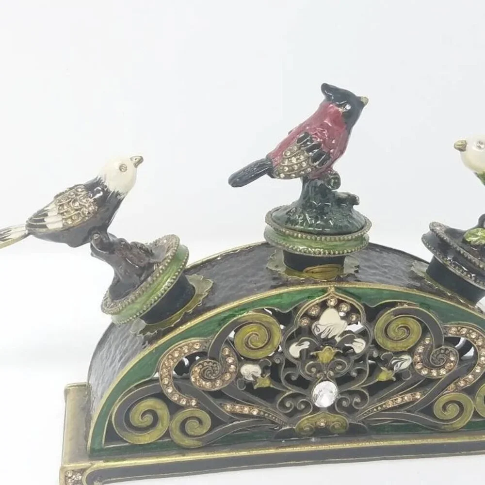 Vintage metal bottle stopper w/holder Cloisonné enamel set of 3 bar ware mancave
